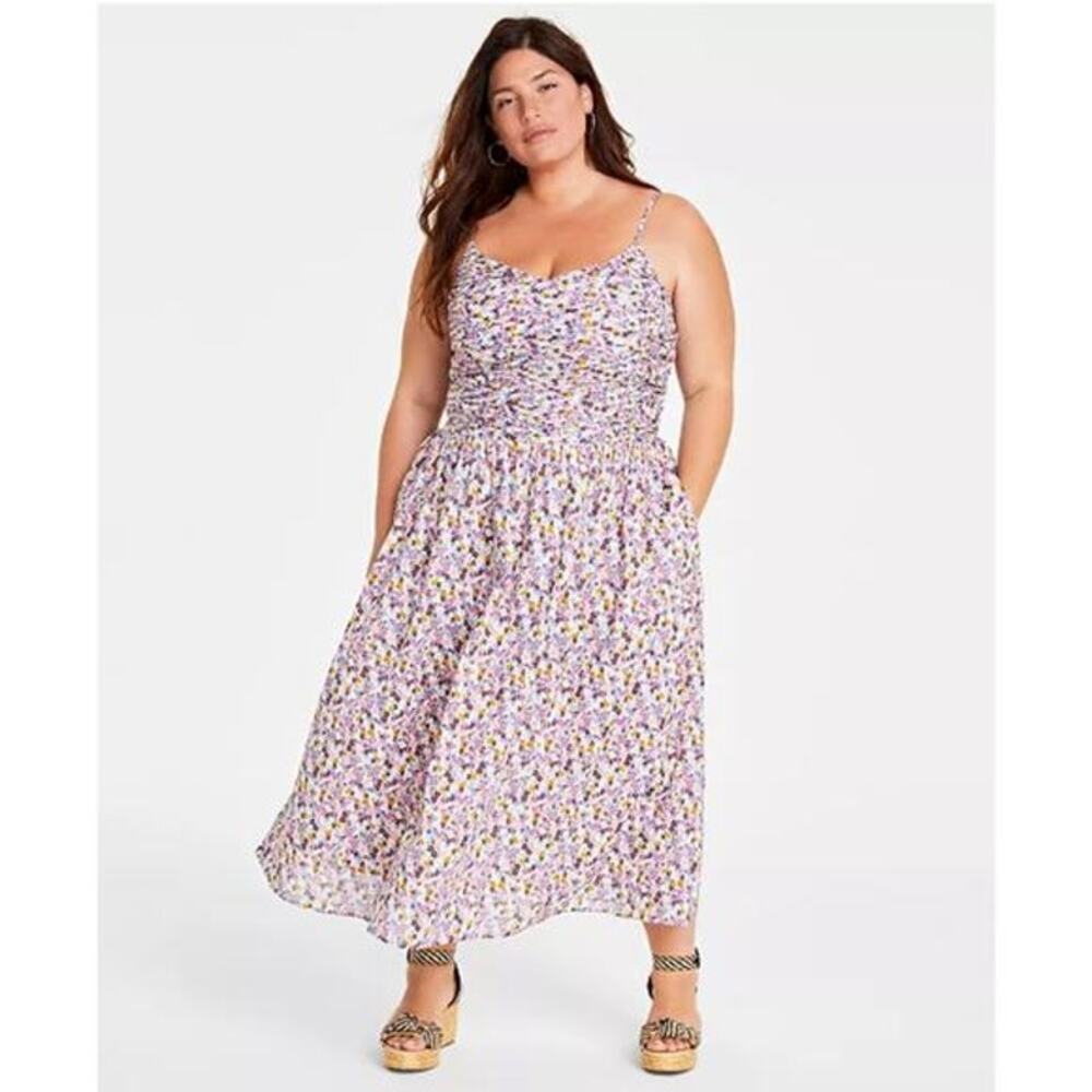 On 34th Plus Floral Smocked Midi Dress – Size 2X, NWT - Picture 2 of 11